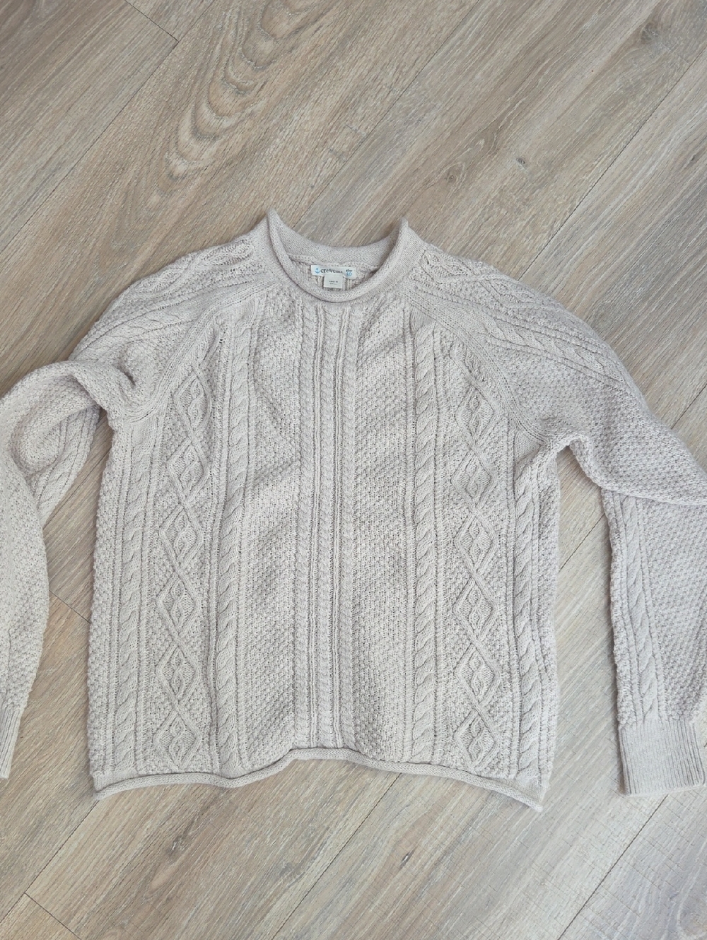 Crewcuts Cream Cable Knit Crewneck Sweater